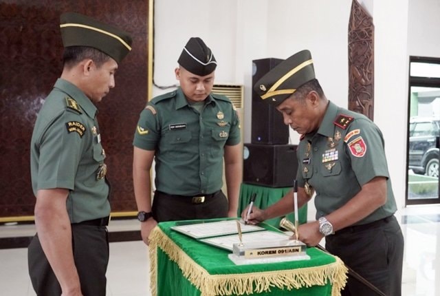 Korem 091/ASN Samarinda Serah Terima Jabatan Strategis, Tekankan Pembinaan dan Pengembangan Karir