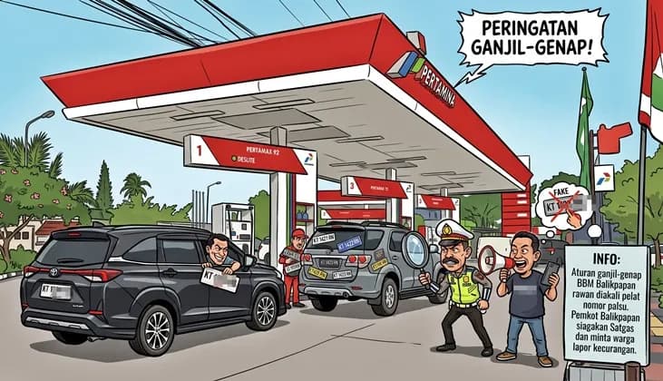 Akal-akalan Pelat Palsu Mengintai Ganjil-Genap BBM Subsidi di Balikpapan