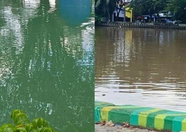 Air Sungai Karang Mumus Samarinda Mendadak Berubah Hijau