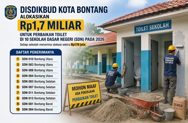 Rp1,7 Miliar Digelontorkan, Toilet 10 SD di Bontang akan Diperbaiki