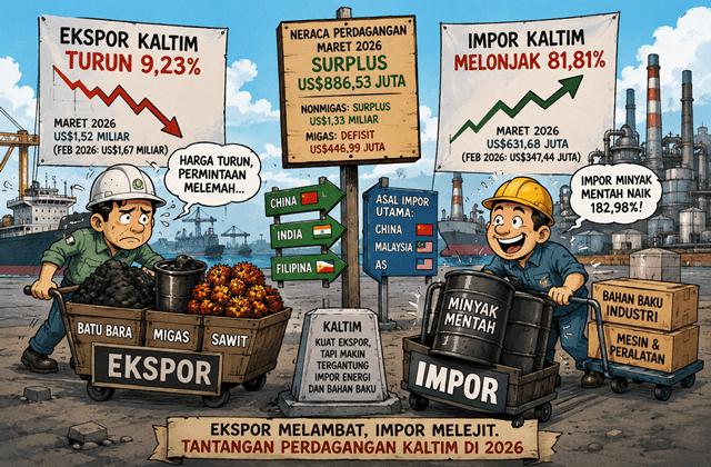 Impor Minyak Meledak, Ekspor Kaltim Justru Turun Maret 2026