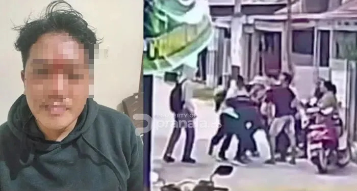 Tangkapan layar video saat guru menjadi korban pengeroyokan di Balikpapan Timur dan guru yang menjadi korban.