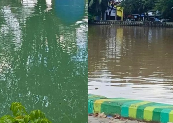 Air Sungai Karang Mumus Samarinda Mendadak Berubah Hijau