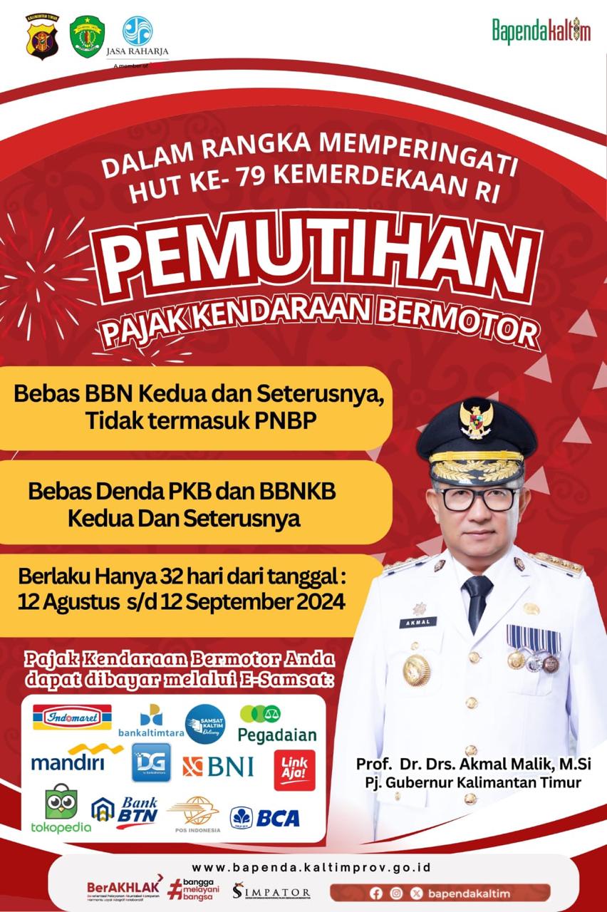 Warga Kaltim Bisa Nikmati Pemutihan Pajak Kendaraan sampai 12 September 2024