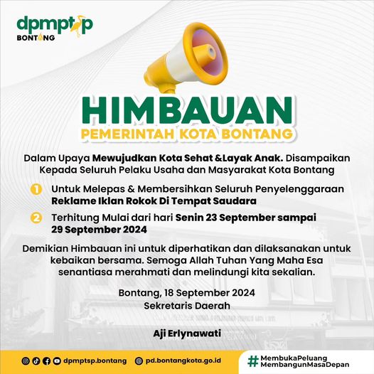 DPMPTSP Bontang Serukan Penghapusan Reklame Iklan Rokok Mulai 23 September 2024