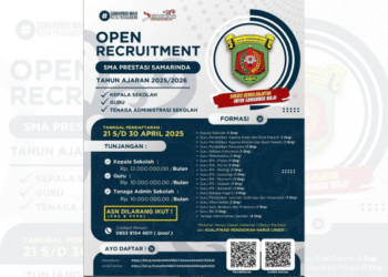 Dibuka hingga 30 April, Rekrutmen SMA Prestasi Samarinda dengan Gaji Rp12 Juta