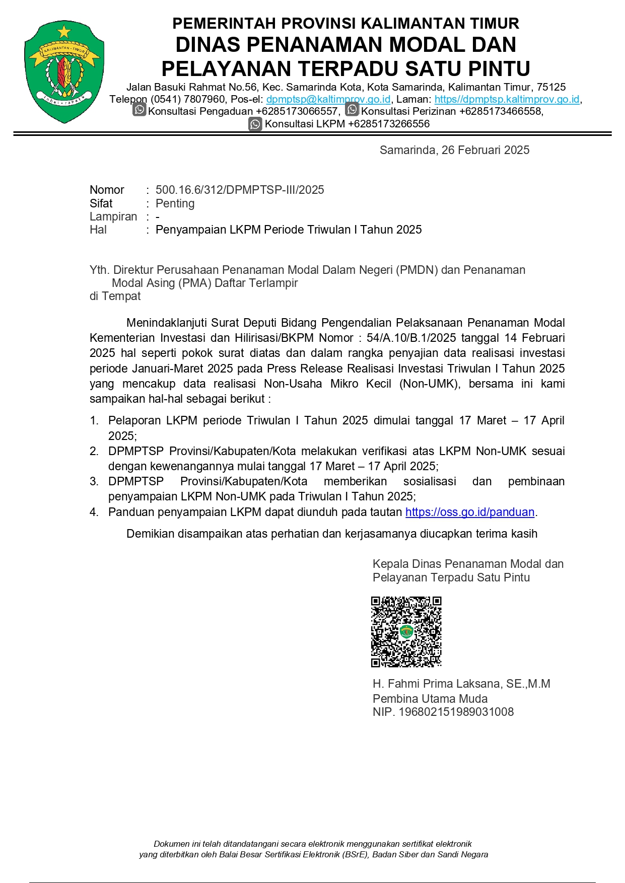 Investor Bontang Kena SP, Lupa Lapor LKPM, Usaha Terancam Beku