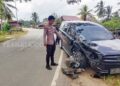 Ngebut di Tikungan, Motor Ringsek Tabrak Mobil di Teluk Pandan Kutim, Pengendara Kritis