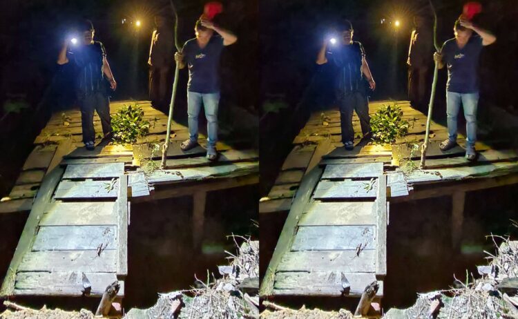 Debit Air Sungai Bontang Tinggi, Jembatan di Gunung Telihan Ambruk