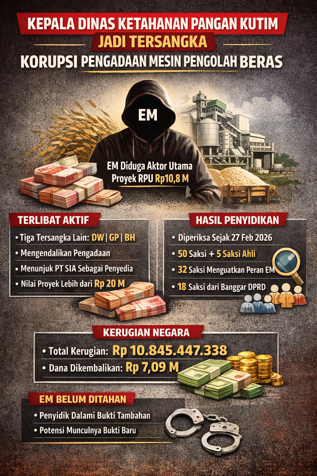 Kadis Kutim jadi Tersangka, Polisi Bongkar Peran “Otak” Korupsi Mesin RPU Rp10,8 Miliar