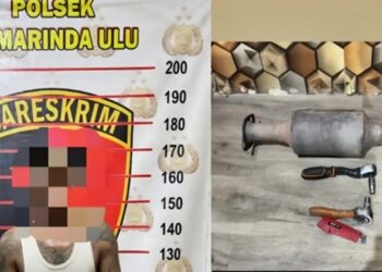 Tepergok Warga, Pencuri Komponen Knalpot Mobil di Samarinda Diringkus Polisi