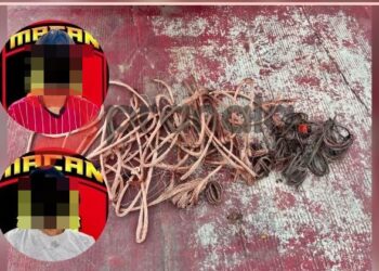 Dua Pemuda Nekat Curi Kabel PLN di Kutim, Endingnya Diringkus di Atas Tiang